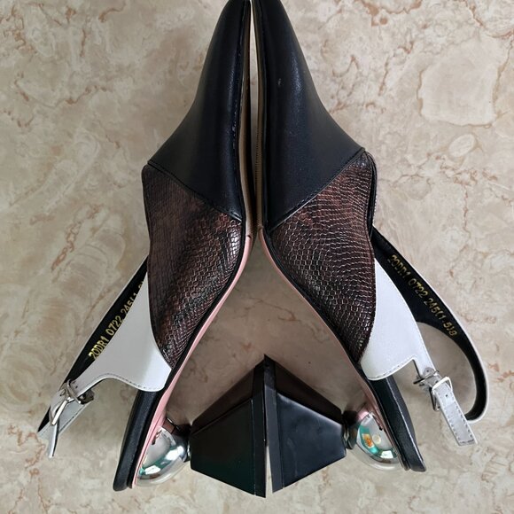 NWOB Jady Rose Sz 7.5 Tri Color Slingback Sculptural Heel Detail Pointed Toe - Picture 7 of 12